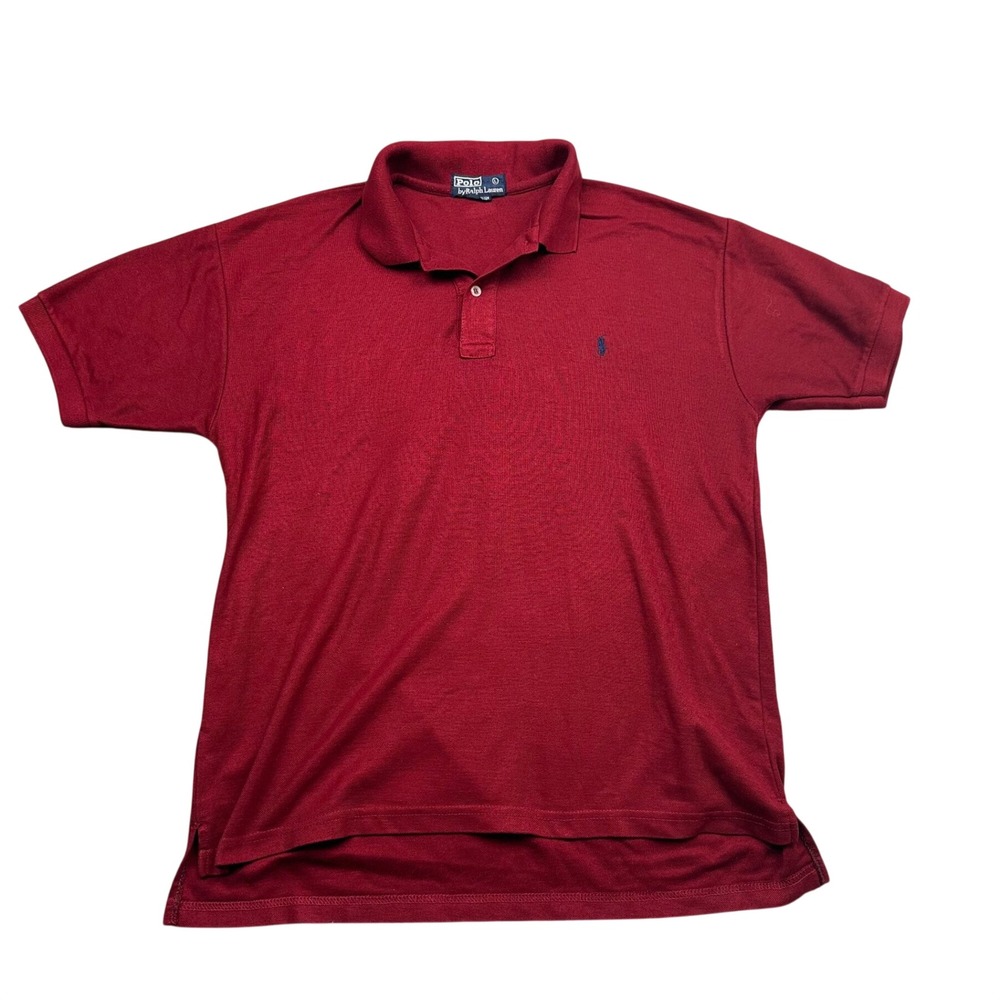 Polo Ralph Lauren Polo Shirt Mens L Maroon Vintage Black Label Short Sleeve